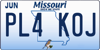 MO license plate PL4K0J