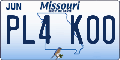 MO license plate PL4K0O