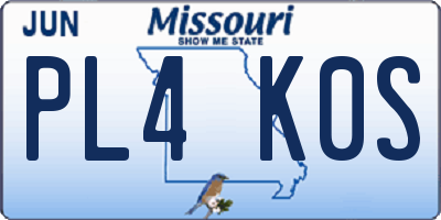 MO license plate PL4K0S