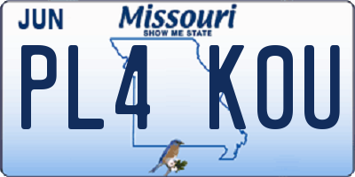 MO license plate PL4K0U