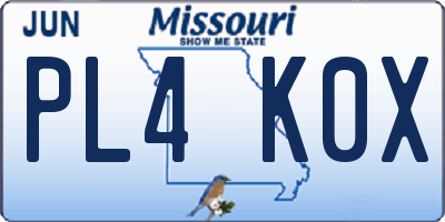 MO license plate PL4K0X