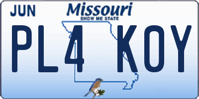 MO license plate PL4K0Y