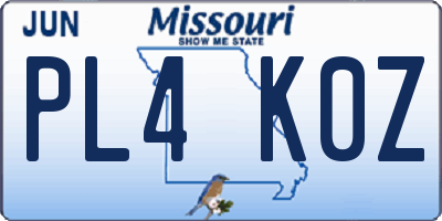MO license plate PL4K0Z