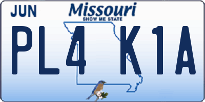 MO license plate PL4K1A