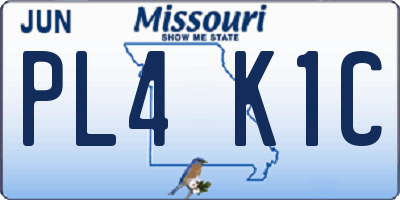 MO license plate PL4K1C