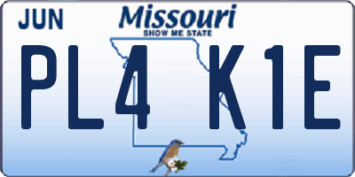 MO license plate PL4K1E