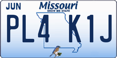 MO license plate PL4K1J