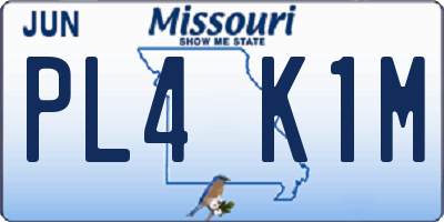MO license plate PL4K1M