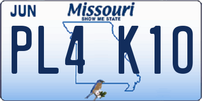 MO license plate PL4K1O