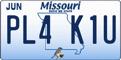 MO license plate PL4K1U