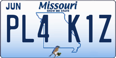 MO license plate PL4K1Z