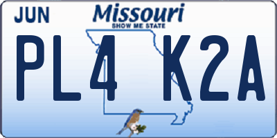 MO license plate PL4K2A