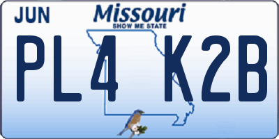 MO license plate PL4K2B
