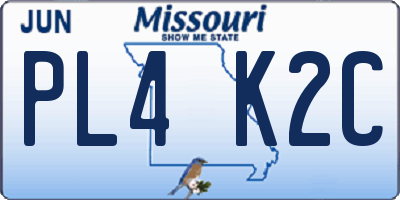 MO license plate PL4K2C
