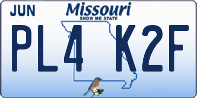 MO license plate PL4K2F