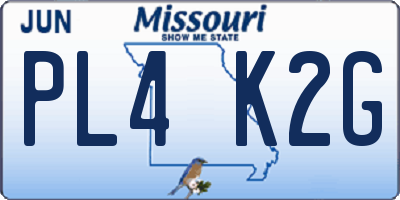 MO license plate PL4K2G