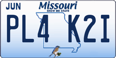MO license plate PL4K2I
