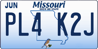 MO license plate PL4K2J