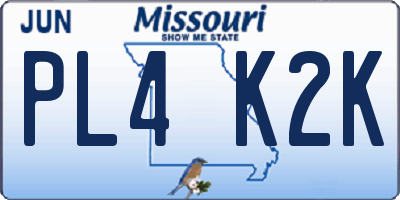 MO license plate PL4K2K