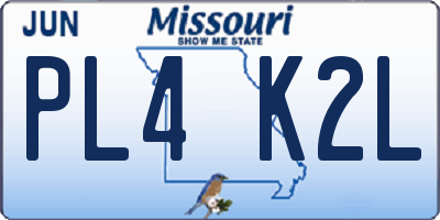 MO license plate PL4K2L