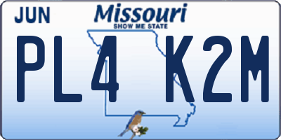 MO license plate PL4K2M