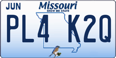 MO license plate PL4K2Q