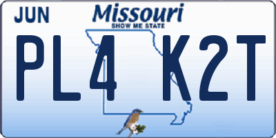 MO license plate PL4K2T