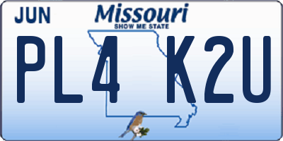 MO license plate PL4K2U