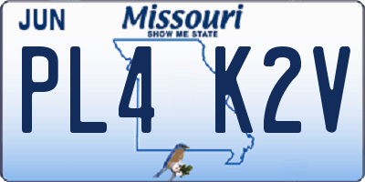 MO license plate PL4K2V