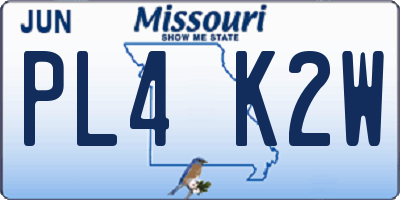 MO license plate PL4K2W