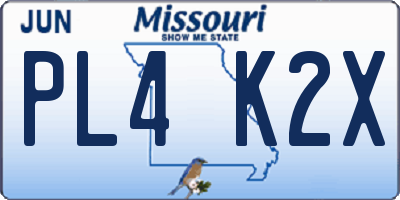MO license plate PL4K2X