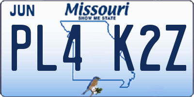 MO license plate PL4K2Z