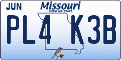 MO license plate PL4K3B