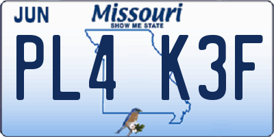 MO license plate PL4K3F