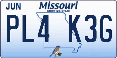 MO license plate PL4K3G