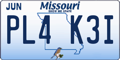 MO license plate PL4K3I