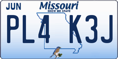 MO license plate PL4K3J