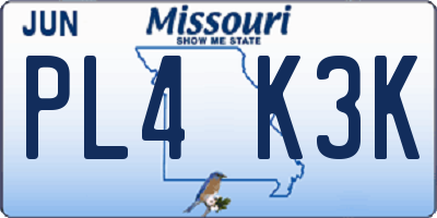 MO license plate PL4K3K