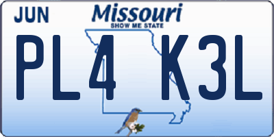 MO license plate PL4K3L