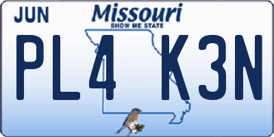MO license plate PL4K3N