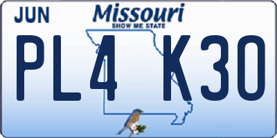 MO license plate PL4K3O