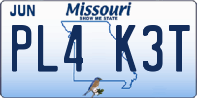 MO license plate PL4K3T