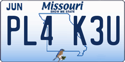 MO license plate PL4K3U