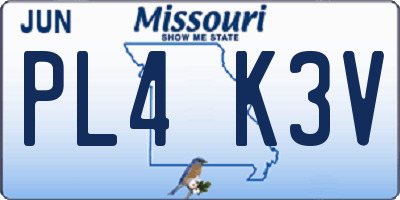 MO license plate PL4K3V