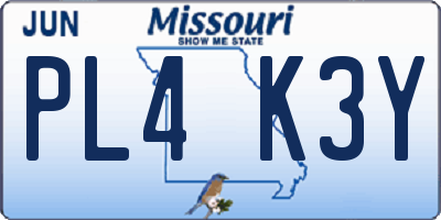 MO license plate PL4K3Y