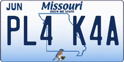 MO license plate PL4K4A