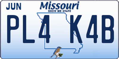 MO license plate PL4K4B