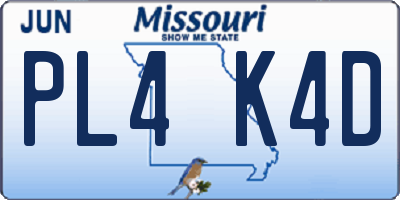 MO license plate PL4K4D
