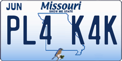 MO license plate PL4K4K