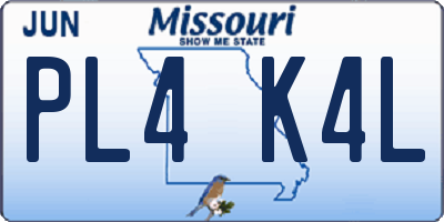 MO license plate PL4K4L